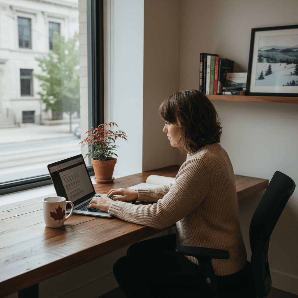 Professional working in Ottawa-based office workspace
